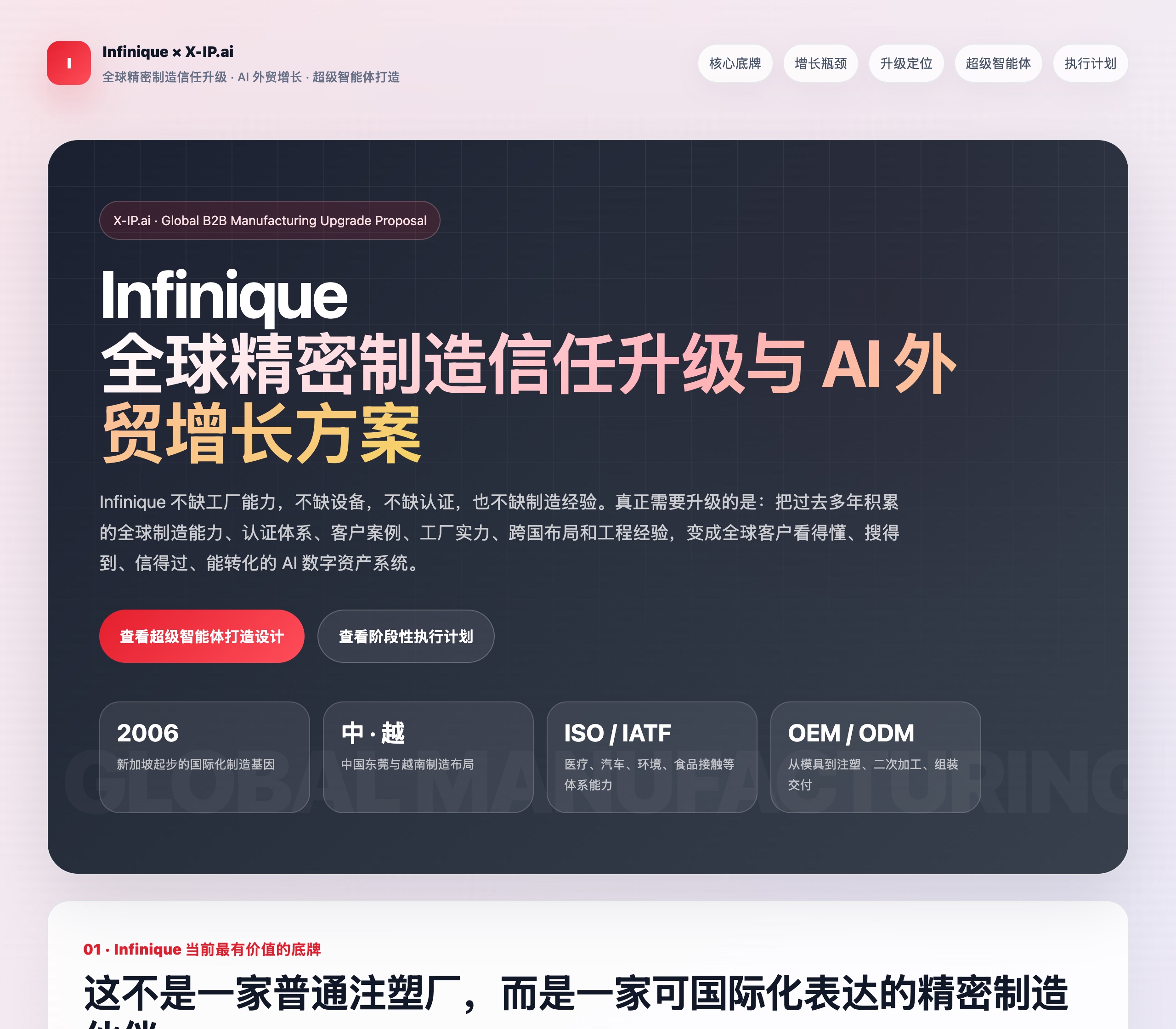 Infinique 全球精密制造信任升级方案 · 在线诊断页实拍